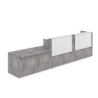 Лаунж 1КРС-КЛ.008.1 (Basalt/Белый глянец) Комплект Ресепшн с фартуком HPL (с подсветкой)