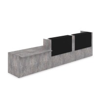 Лаунж 1КРС-КЛ.008.1 (Basalt/Черный матовый) Комплект Ресепшн с фартуком HPL (с подсветкой)