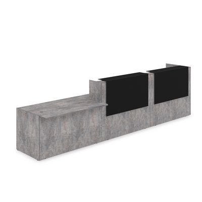 Лаунж 1КРС-КЛ.008.1 (Basalt/Черный матовый) Комплект Ресепшн с фартуком HPL (с подсветкой)