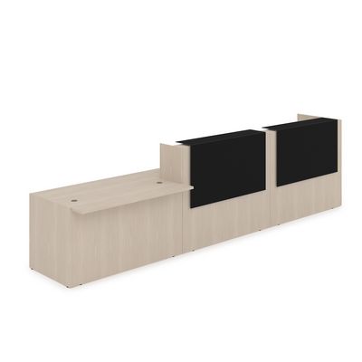 Лаунж 1КРС-КЛ.008.1 (Шамони светлый/Черный матовый) Комплект Ресепшн с фартуком HPL (с подсветкой)