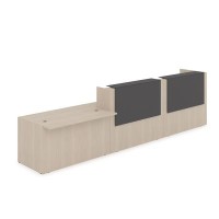 Лаунж 1КРС-КЛ.008.1 (Шамони светлый/Графит матовый) Комплект Ресепшн с фартуком HPL (с подсветкой)