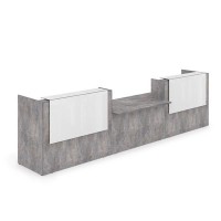 Лаунж 1КРС-КЛ.009.1 (Basalt/Белый глянец) Комплект Ресепшн с фартуком HPL (с подсветкой)