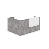 Лаунж 1КР-ДС.102 (Basalt/Белый) Комплект Ресепшн с фартуком ЛДСП (без подсветки)