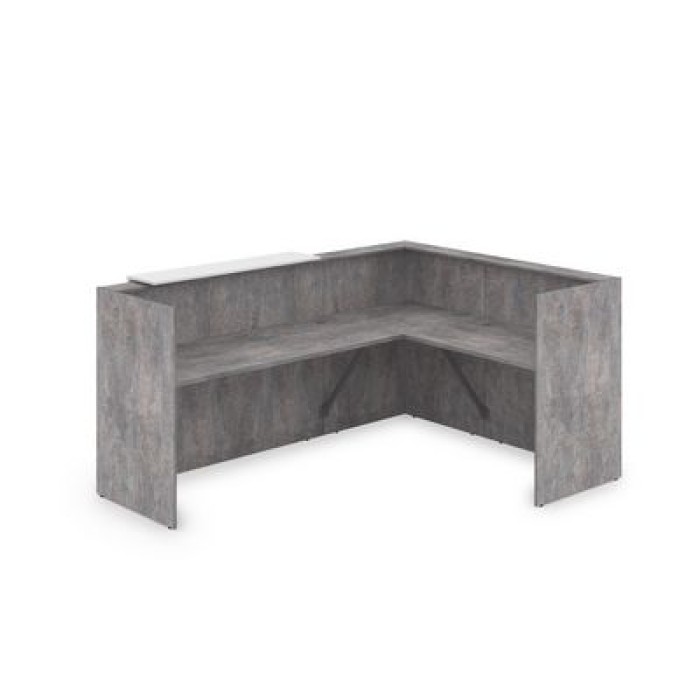 Лаунж 1КР-ДС.102 (Basalt/Белый) Комплект Ресепшн с фартуком ЛДСП (без подсветки)