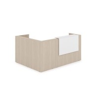 Лаунж 1КР-ДС.102.1 (Шамони светлый/Белый) Комплект Ресепшн с фартуком ЛДСП (с подсветкой)