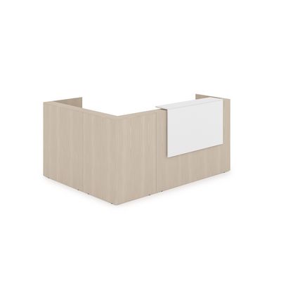 Лаунж 1КР-ДС.102.1 (Шамони светлый/Белый) Комплект Ресепшн с фартуком ЛДСП (с подсветкой)