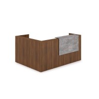 Лаунж 1КР-ДС.102.1 (Шамони темный/Basalt) Комплект Ресепшн с фартуком ЛДСП (с подсветкой)