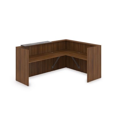 Лаунж 1КР-ДС.102.1 (Шамони темный/Basalt) Комплект Ресепшн с фартуком ЛДСП (с подсветкой)