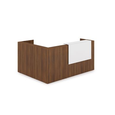 Лаунж 1КР-ДС.102 (Шамони темный/Белый) Комплект Ресепшн с фартуком ЛДСП (без подсветки)