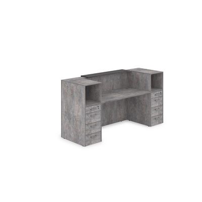 Лаунж 1КРТ-КЛ.004.1 (Basalt/Графит матовый) Комплект Ресепшн с фартуком HPL (с подсветкой)