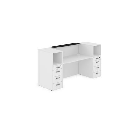 Лаунж 1КРТ-КЛ.004 (Белый/Черный матовый) Комплект Ресепшн с фартуком HPL (без подсветки)