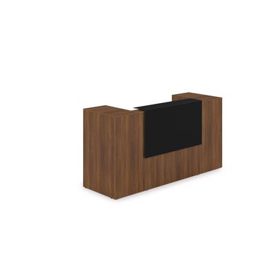 Лаунж 1КРТ-КЛ.004.1 (Шамони темный/Черный матовый) Комплект Ресепшн с фартуком HPL (с подсветкой)