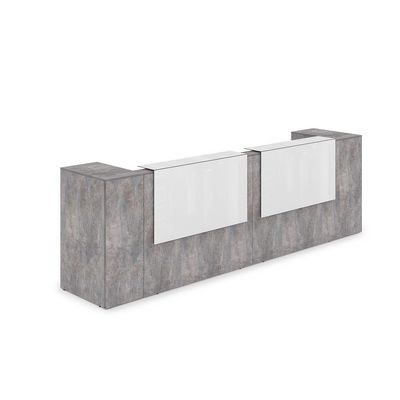 Лаунж 1КРТ-КЛ.005.1 (Basalt/Белый глянец) Комплект Ресепшн с фартуком HPL (с подсветкой)