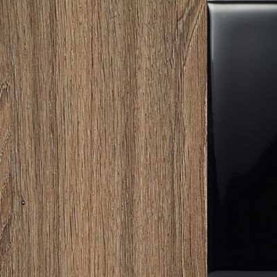 Лаунж 1КР-КЛ.001.1 (Шамони темный/Черный матовый) Комплект Ресепшн с фартуком HPL (с подсветкой)