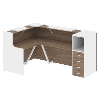 Onix O.R-K-25 (Дуб аризона/Белый бриллиант) Стойка ресепшн угловая г-образная с внешним углом