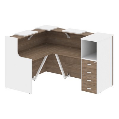 Onix O.R-K-26 (Дуб аризона/Белый бриллиант) Стойка ресепшн угловая г-образная с внешним углом