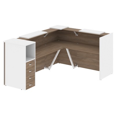 Onix O.R-K-27 (Дуб аризона/Белый бриллиант) Стойка ресепшн угловая г-образная с внешним углом
