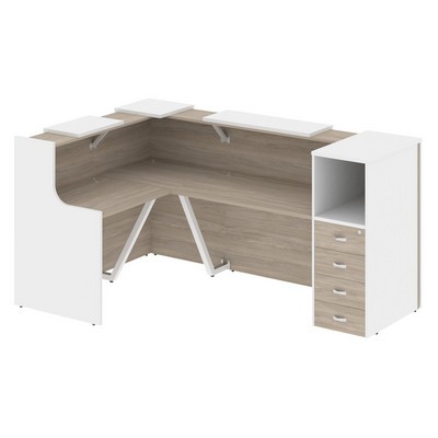 Onix O.R-K-25 (Дуб аттик/Белый бриллиант) Стойка ресепшн угловая г-образная с внешним углом