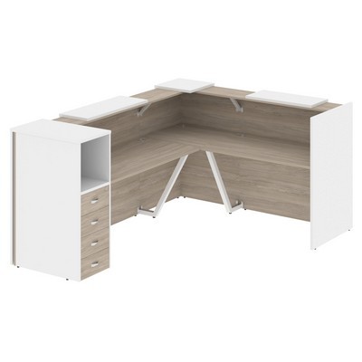 Onix O.R-K-27 (Дуб аттик/Белый бриллиант) Стойка ресепшн угловая г-образная с внешним углом