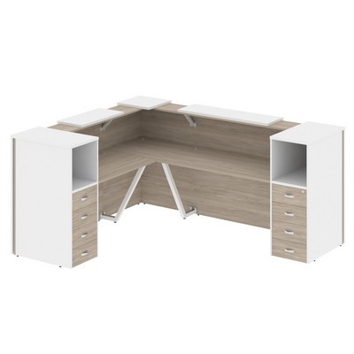 Onix O.R-K-29 (Дуб аттик/Белый бриллиант) Стойка ресепшн угловая г-образная с внешним углом