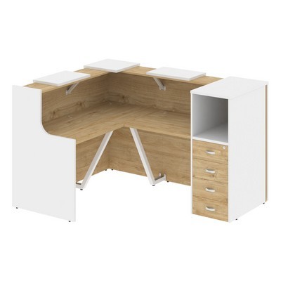 Onix O.R-K-26 (Тиквуд светлый/Белый бриллиант) Стойка ресепшн угловая г-образная с внешним углом