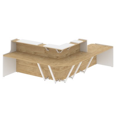 Onix O.R-K-34 (Тиквуд светлый/Белый бриллиант) Стойка ресепшн угловая г-образная с внутренним углом